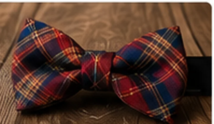 Plaid bow tie in navy and red